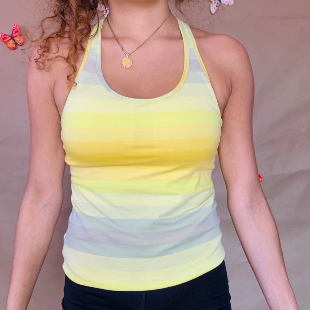 Nike Yellow Gradient Razor Back Top - Picture 2 of 4